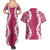 Hawaii Aloha Plumeria Lei Fuschia Palaka Couples Matching Summer Maxi Dress and Hawaiian Shirt - Polynesian Pride