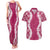 Hawaii Aloha Plumeria Lei Fuschia Palaka Couples Matching Tank Maxi Dress and Hawaiian Shirt - Polynesian Pride