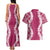 Hawaii Aloha Plumeria Lei Fuschia Palaka Couples Matching Tank Maxi Dress and Hawaiian Shirt - Polynesian Pride