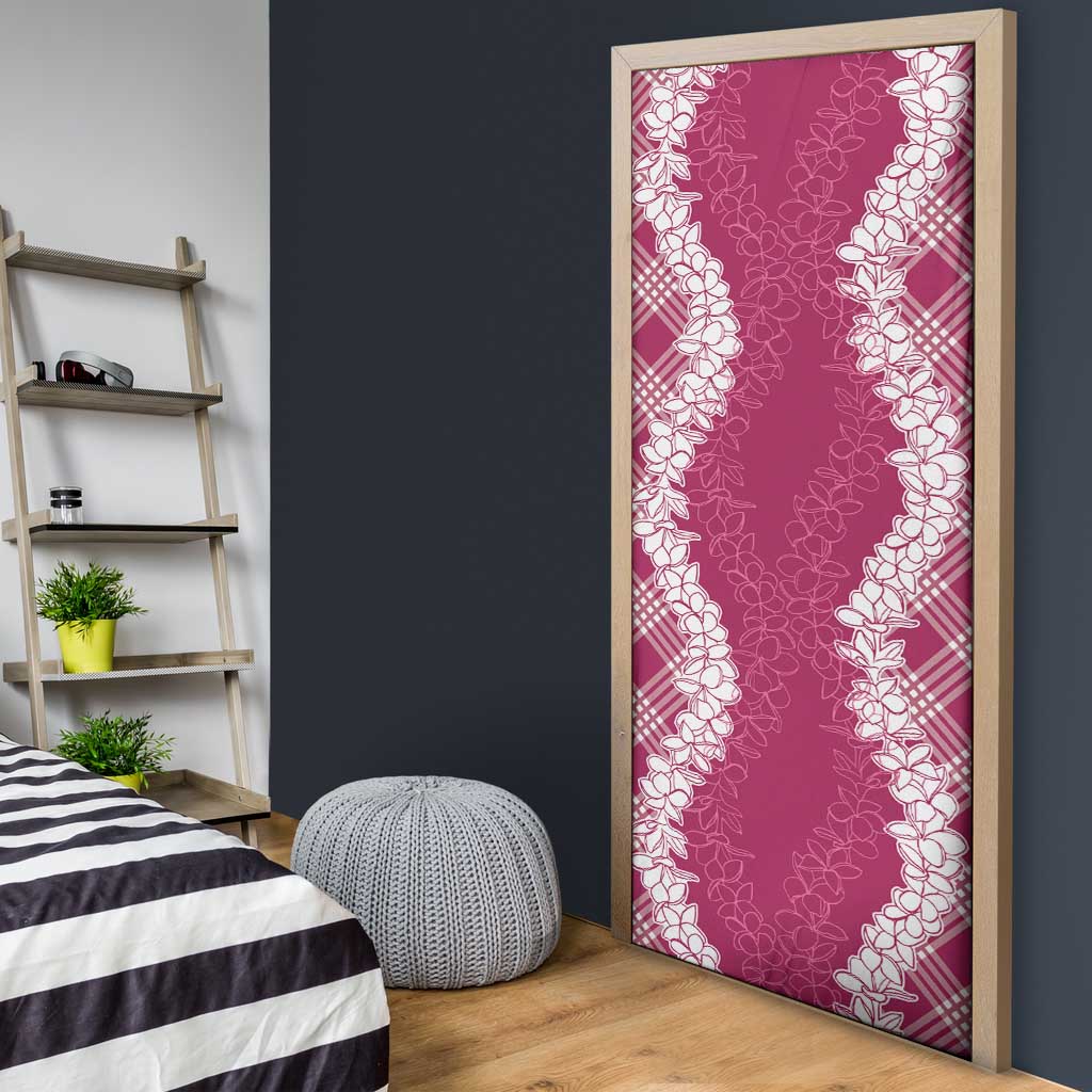 Hawaii Aloha Plumeria Lei Fuschia Palaka Door Cover - Polynesian Pride