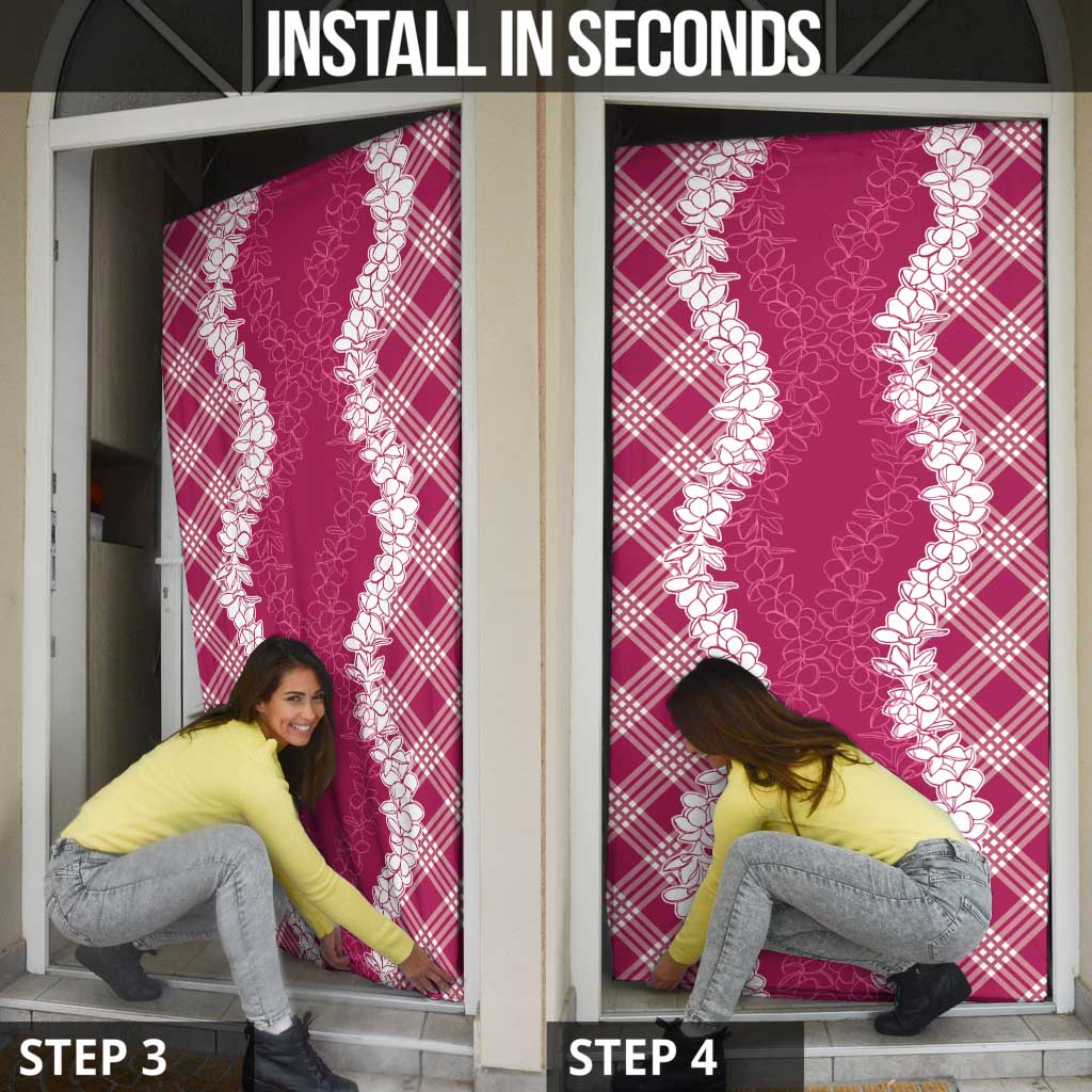 Hawaii Aloha Plumeria Lei Fuschia Palaka Door Cover - Polynesian Pride