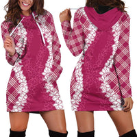 Hawaii Aloha Plumeria Lei Fuschia Palaka Hoodie Dress - Polynesian Pride