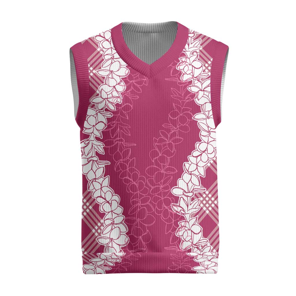 Hawaii Aloha Plumeria Lei Fuschia Palaka Christmas Knitted V-Neck Vest LT7 Fuschia - Polynesian Pride