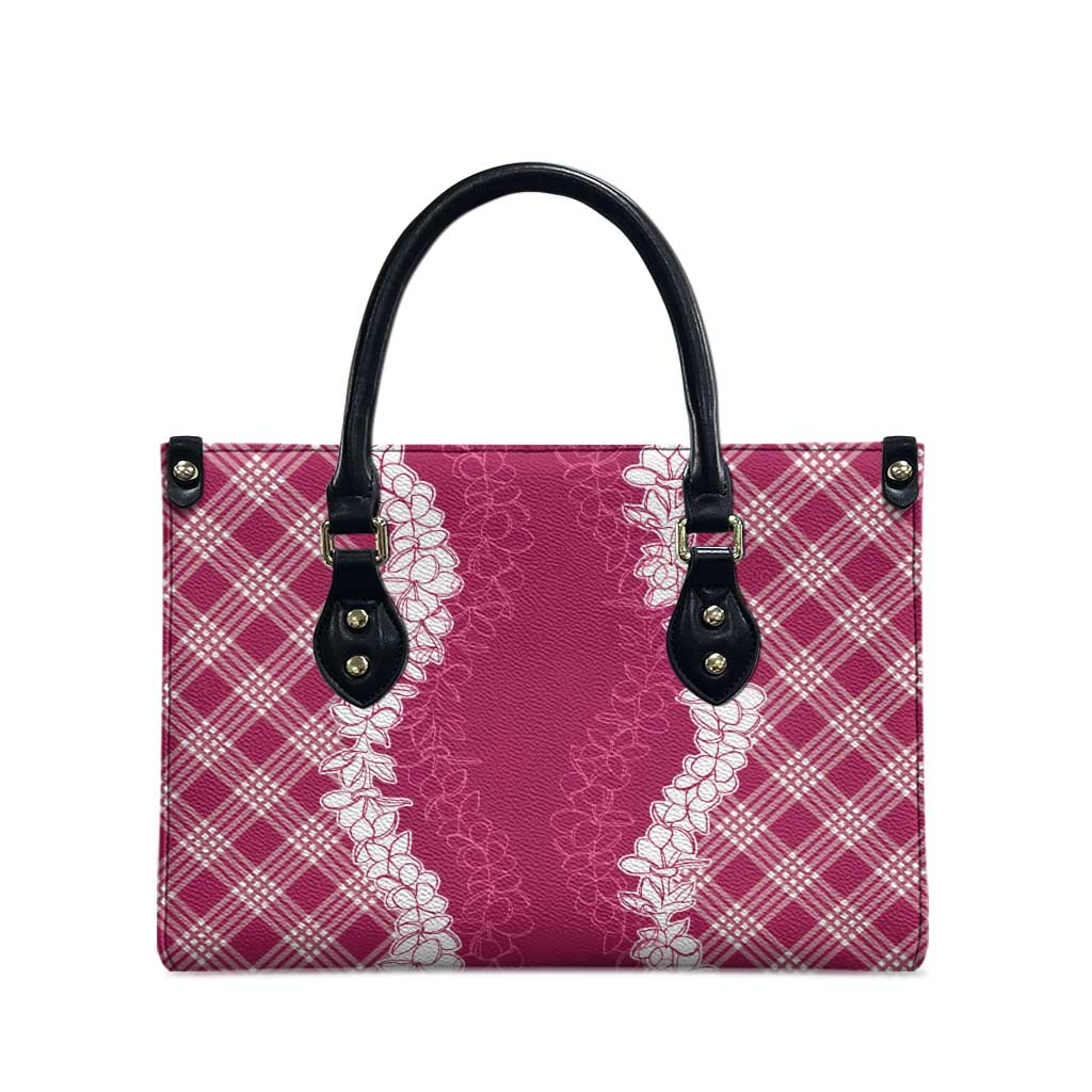 Hawaii Aloha Plumeria Lei Fuschia Palaka Leather Bag - Polynesian Pride