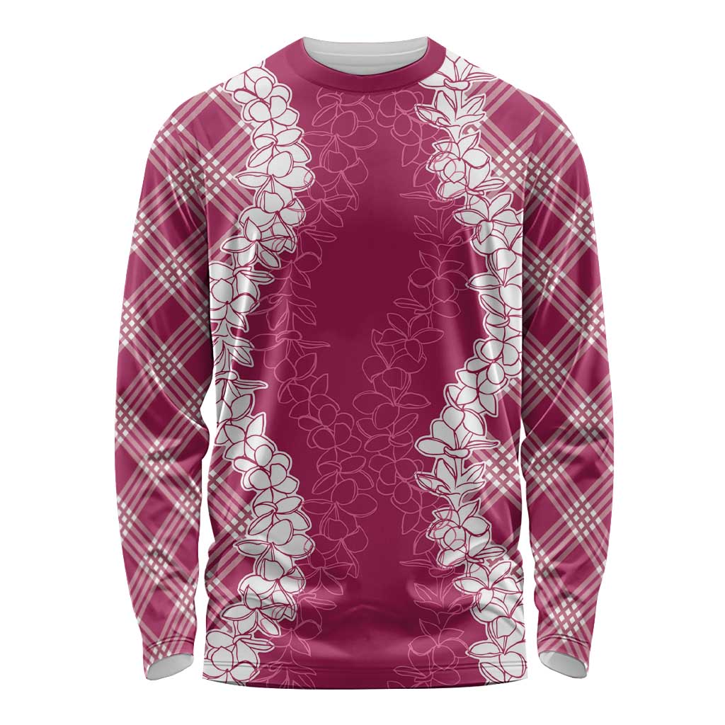 Hawaii Aloha Plumeria Lei Fuschia Palaka Long Sleeve Shirt LT7 Unisex Fuschia - Polynesian Pride