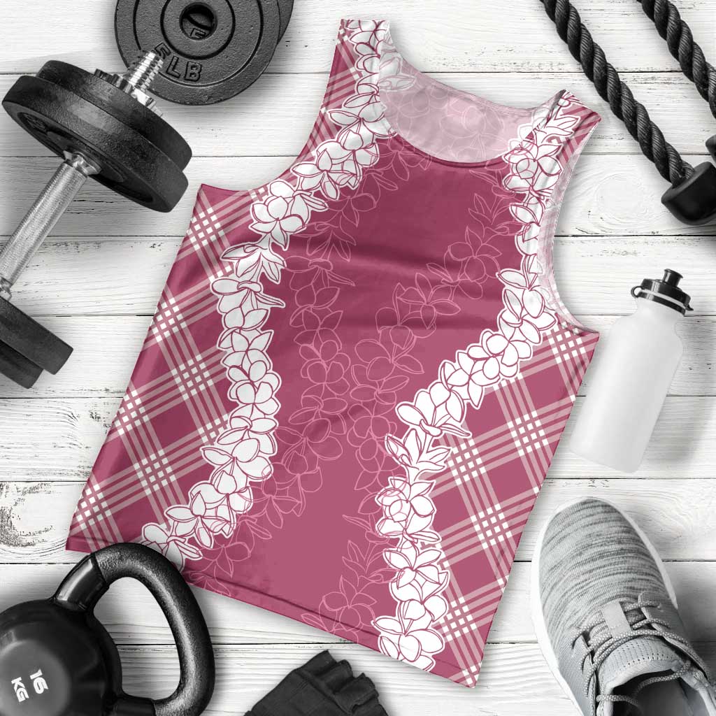 Hawaii Aloha Plumeria Lei Fuschia Palaka Men Tank Top - Polynesian Pride