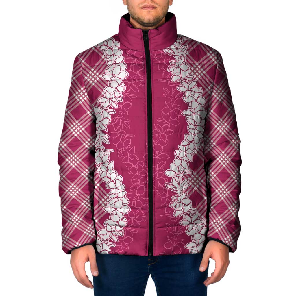 Hawaii Aloha Plumeria Lei Fuschia Palaka Padded Jacket LT7 Men Fuschia - Polynesian Pride