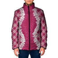 Hawaii Aloha Plumeria Lei Fuschia Palaka Padded Jacket LT7 Men Fuschia - Polynesian Pride