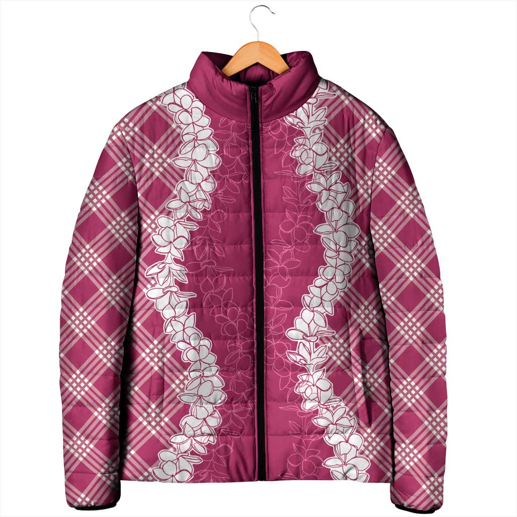 Hawaii Aloha Plumeria Lei Fuschia Palaka Padded Jacket LT7 - Polynesian Pride