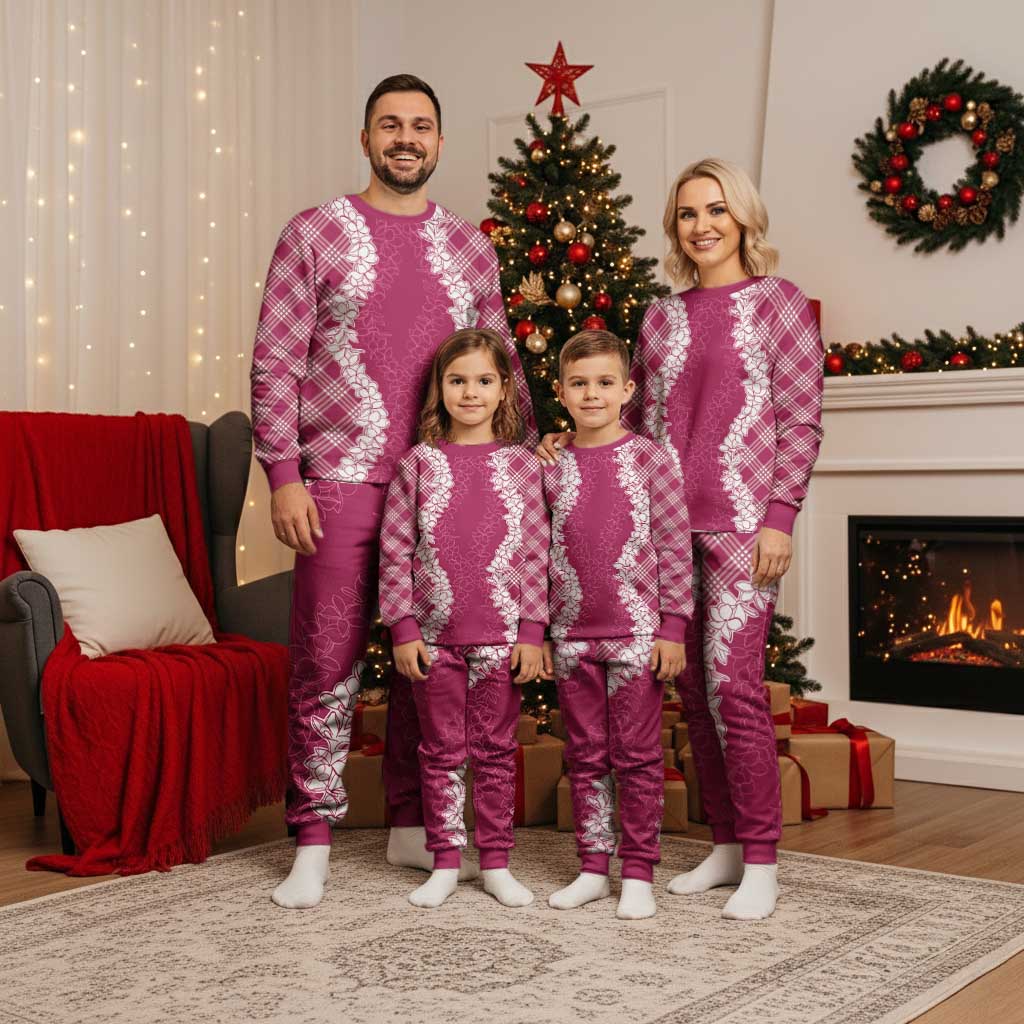 Hawaii Aloha Plumeria Lei Fuschia Palaka Christmas Pajama Set LT7 - Polynesian Pride