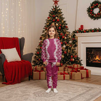 Hawaii Aloha Plumeria Lei Fuschia Palaka Christmas Pajama Set LT7 Kid Fuschia - Polynesian Pride