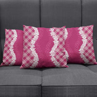 Hawaii Aloha Plumeria Lei Fuschia Palaka Pillow Cover - Polynesian Pride