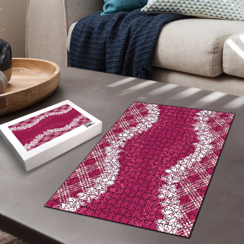 Hawaii Aloha Plumeria Lei Fuschia Palaka Puzzle LT7 - Polynesian Pride