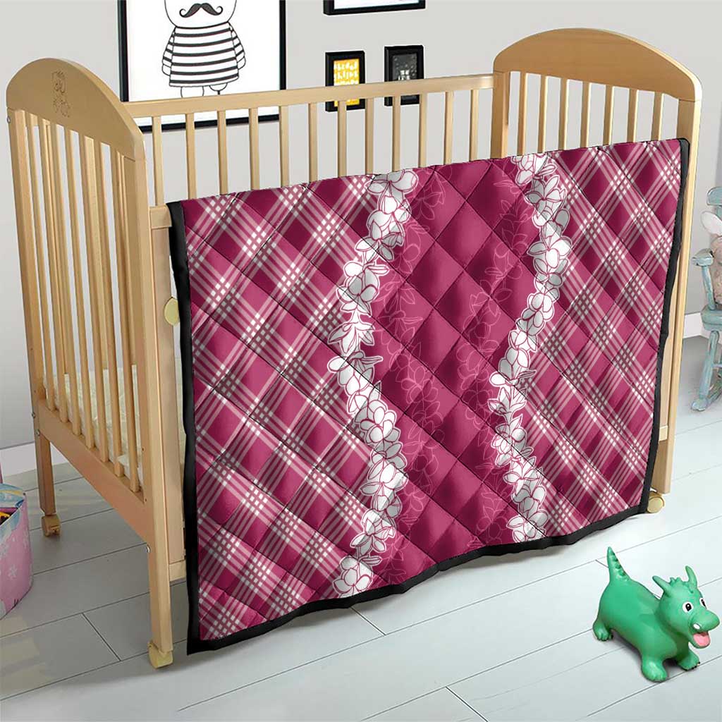 Hawaii Aloha Plumeria Lei Fuschia Palaka Quilt - Polynesian Pride