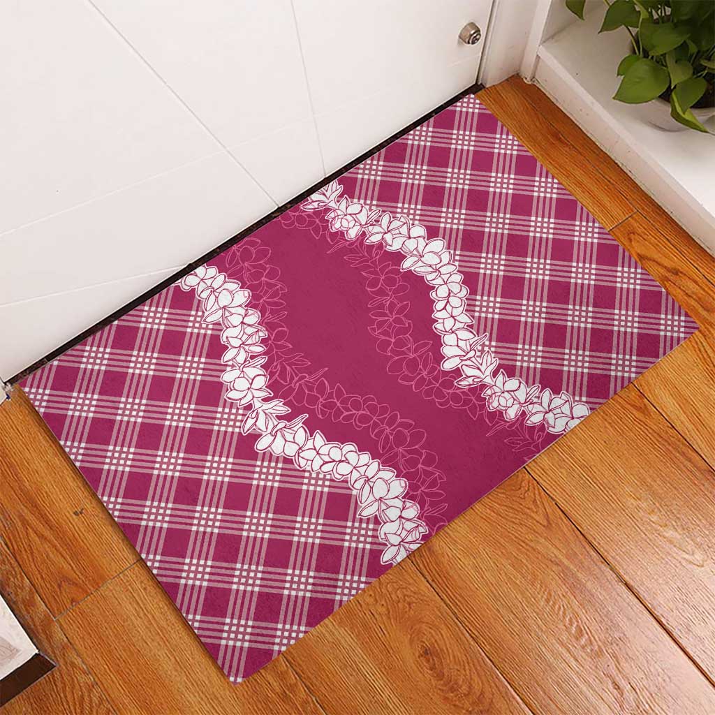 Hawaii Aloha Plumeria Lei Fuschia Palaka Rubber Doormat LT7 - Polynesian Pride