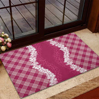 Hawaii Aloha Plumeria Lei Fuschia Palaka Rubber Doormat LT7 - Polynesian Pride