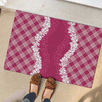Hawaii Aloha Plumeria Lei Fuschia Palaka Rubber Doormat LT7 - Polynesian Pride
