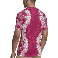 Hawaii Aloha Plumeria Lei Fuschia Palaka Rugby Jersey - Polynesian Pride