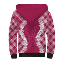 Hawaii Aloha Plumeria Lei Fuschia Palaka Sherpa Hoodie LT7 - Polynesian Pride
