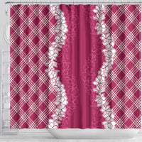 Hawaii Aloha Plumeria Lei Fuschia Palaka Shower Curtain - Polynesian Pride