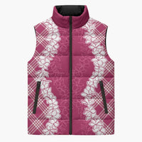 Hawaii Aloha Plumeria Lei Fuschia Palaka Sleeveless Puffer Jacket LT7 Unisex Fuschia - Polynesian Pride