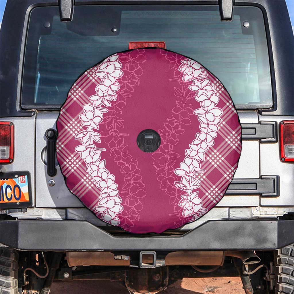 Hawaii Aloha Plumeria Lei Fuschia Palaka Spare Tire Cover - Polynesian Pride