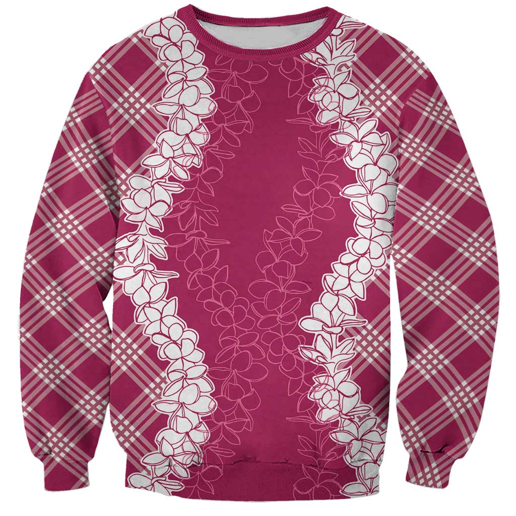 Hawaii Aloha Plumeria Lei Fuschia Palaka Sweatshirt LT7 Unisex Fuschia - Polynesian Pride