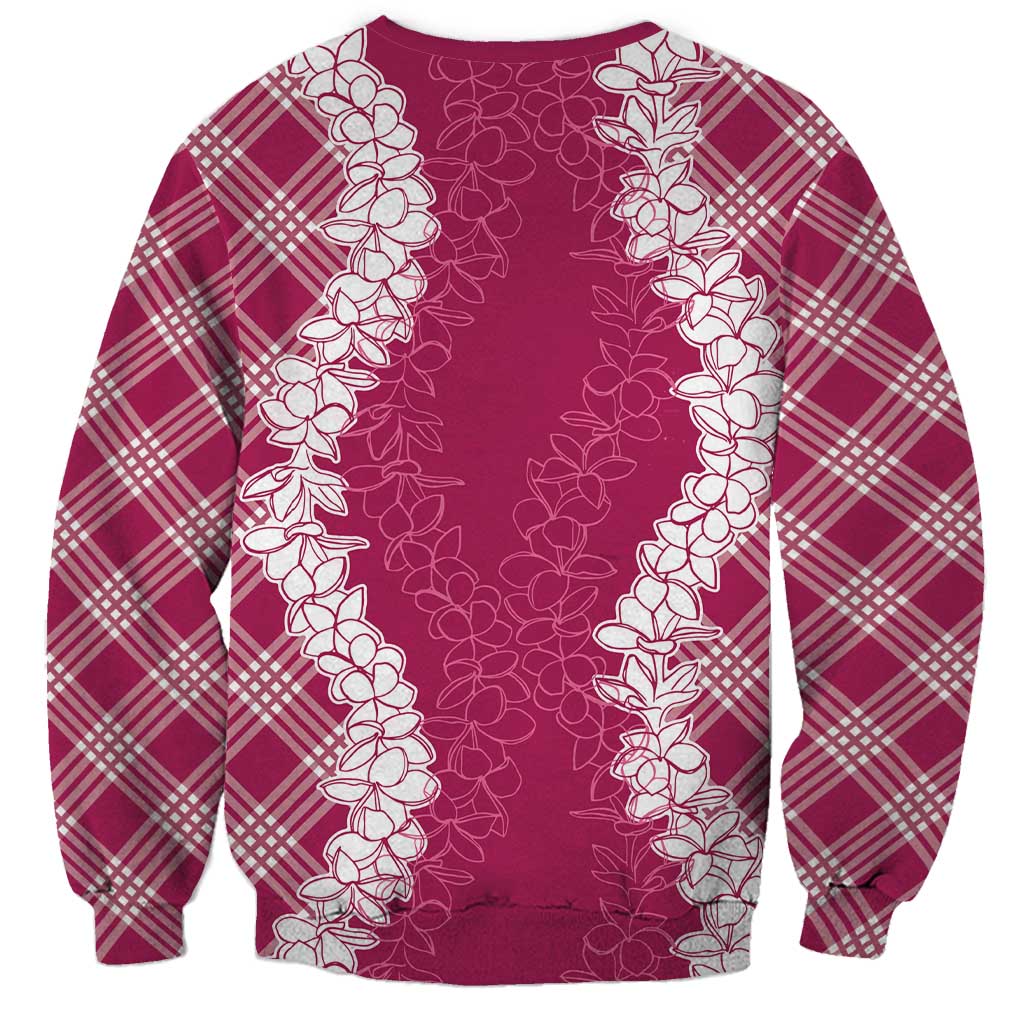 Hawaii Aloha Plumeria Lei Fuschia Palaka Sweatshirt LT7 - Polynesian Pride