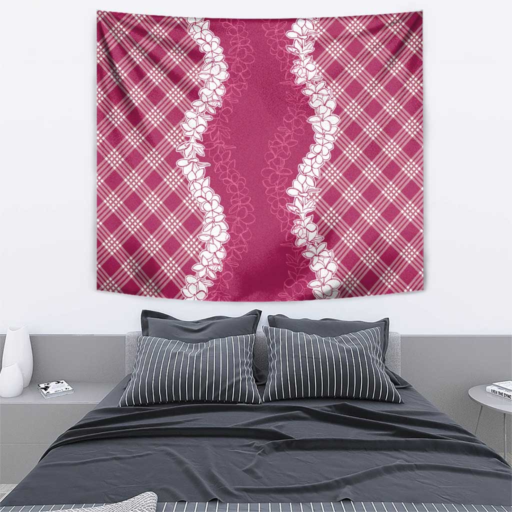 Hawaii Aloha Plumeria Lei Fuschia Palaka Tapestry - Polynesian Pride
