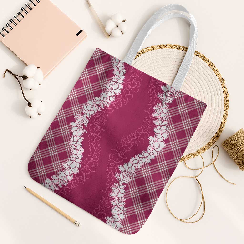 Hawaii Aloha Plumeria Lei Fuschia Palaka Tote Bag - Polynesian Pride