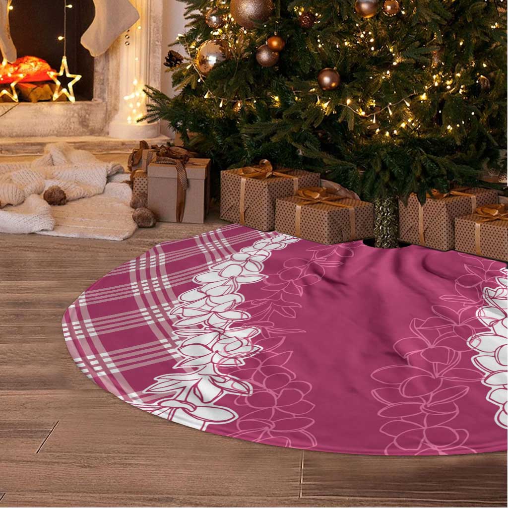 Hawaii Aloha Plumeria Lei Fuschia Palaka Tree Skirt LT7 - Polynesian Pride