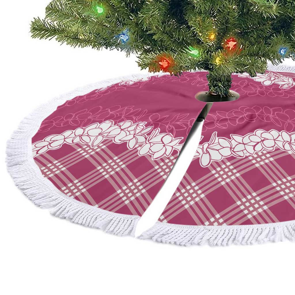 Hawaii Aloha Plumeria Lei Fuschia Palaka Tree Skirt LT7 - Polynesian Pride