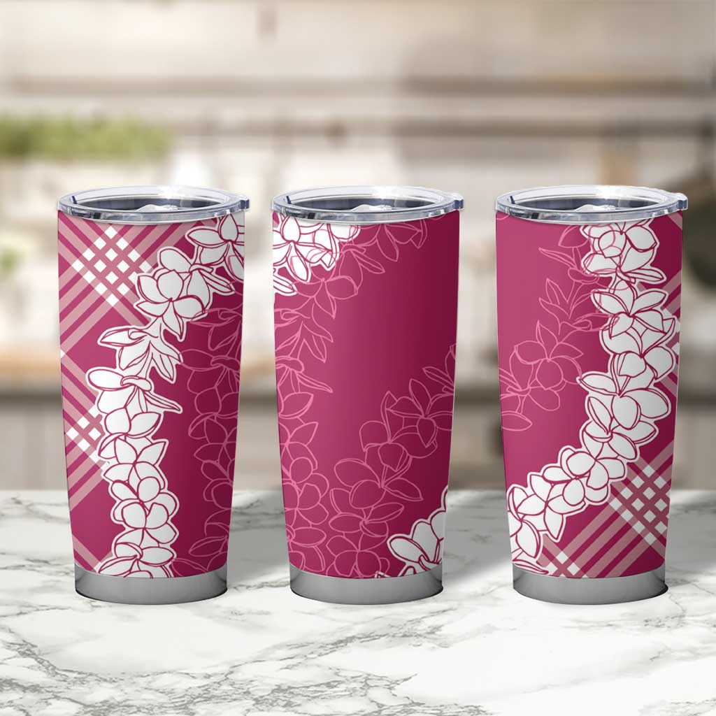 Hawaii Aloha Plumeria Lei Fuschia Palaka Tumbler Cup - Polynesian Pride