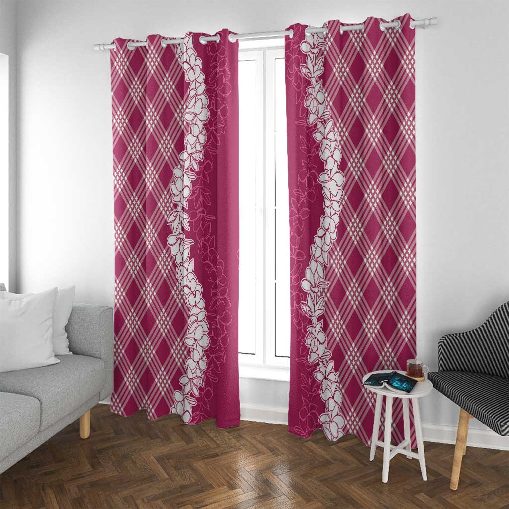 Hawaii Aloha Plumeria Lei Fuschia Palaka Window Curtain - Polynesian Pride