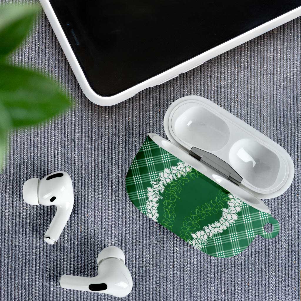 Hawaii Aloha Plumeria Lei Green Palaka AirPods Case LT7 - Polynesian Pride