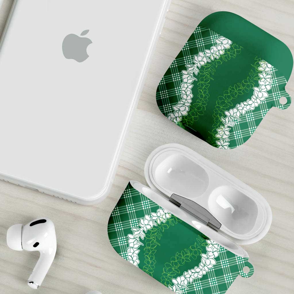 Hawaii Aloha Plumeria Lei Green Palaka AirPods Case LT7 - Polynesian Pride