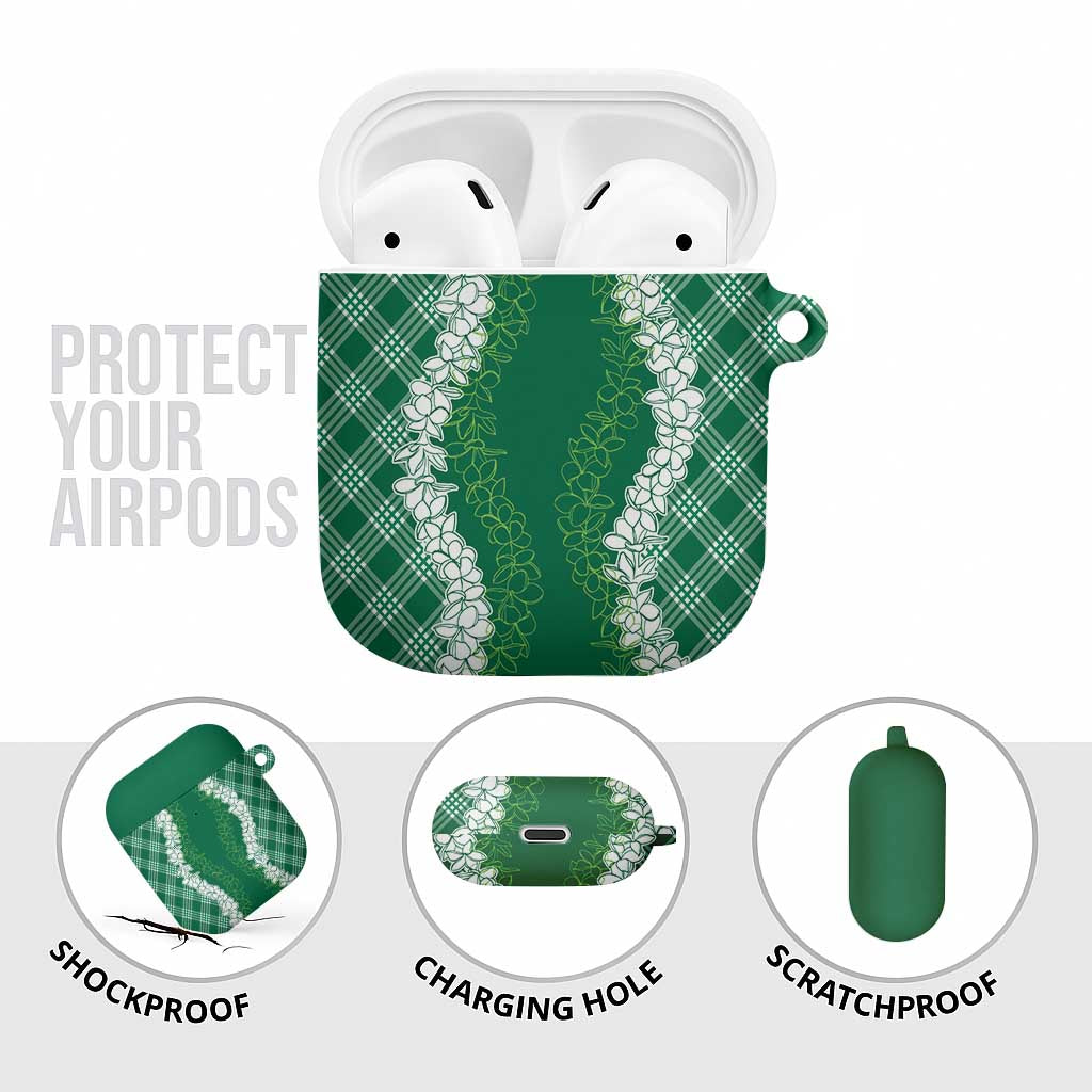 Hawaii Aloha Plumeria Lei Green Palaka AirPods Case LT7 - Polynesian Pride