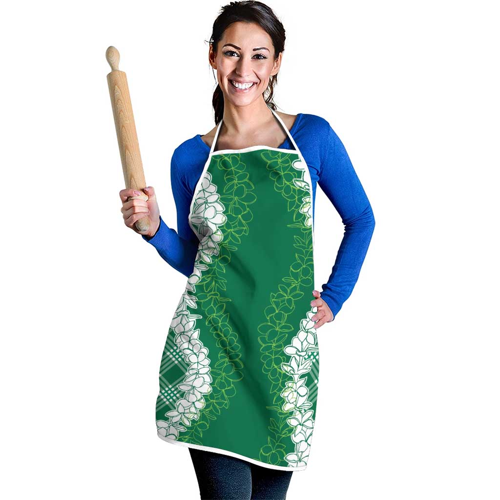 Hawaii Aloha Plumeria Lei Green Palaka Apron LT7 - Polynesian Pride