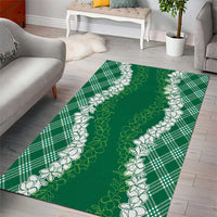 Hawaii Aloha Plumeria Lei Green Palaka Area Rug - Polynesian Pride