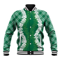 Hawaii Aloha Plumeria Lei Green Palaka Baseball Jacket LT7 Unisex Green - Polynesian Pride