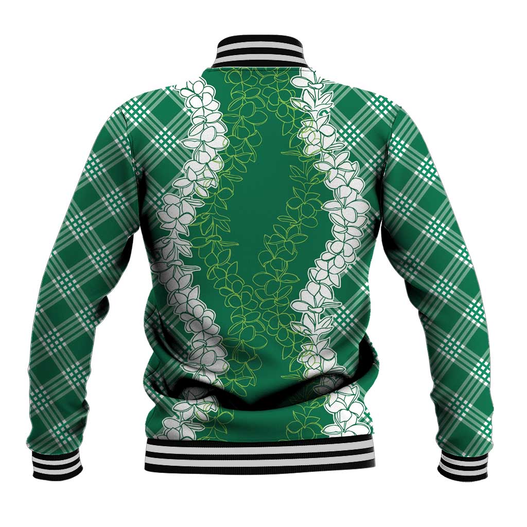 Hawaii Aloha Plumeria Lei Green Palaka Baseball Jacket LT7 - Polynesian Pride