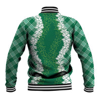 Hawaii Aloha Plumeria Lei Green Palaka Baseball Jacket LT7 - Polynesian Pride