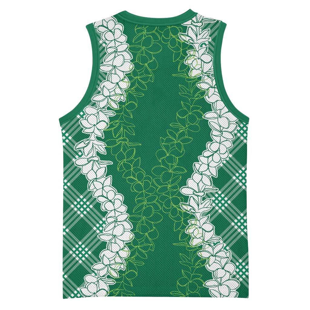 Hawaii Aloha Plumeria Lei Green Palaka Basketball Jersey LT7 - Polynesian Pride