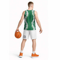 Hawaii Aloha Plumeria Lei Green Palaka Basketball Jersey LT7 - Polynesian Pride