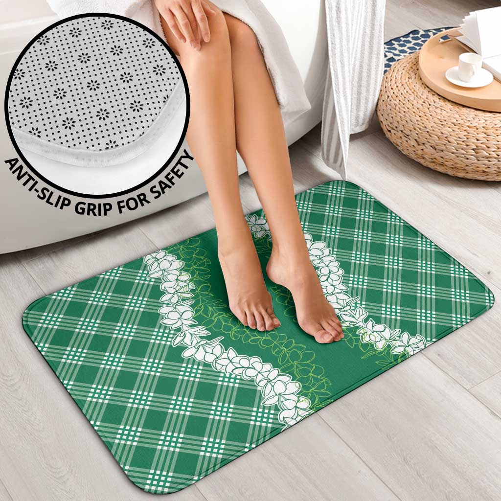 Hawaii Aloha Plumeria Lei Green Palaka Bathroom Set - Polynesian Pride