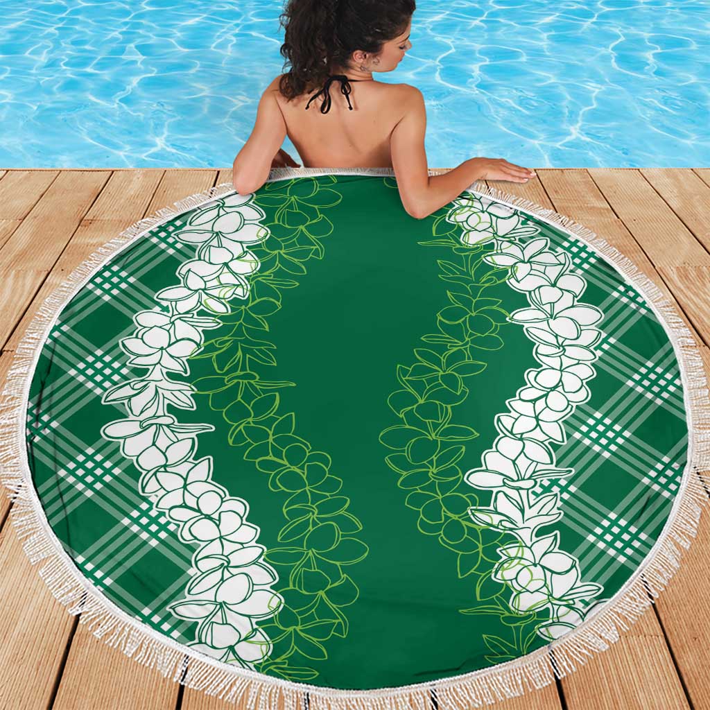 Hawaii Aloha Plumeria Lei Green Palaka Beach Blanket LT7 - Polynesian Pride