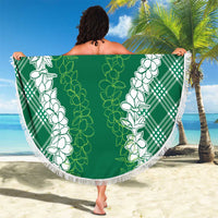 Hawaii Aloha Plumeria Lei Green Palaka Beach Blanket LT7 - Polynesian Pride