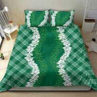 Hawaii Aloha Plumeria Lei Green Palaka Bedding Set - Polynesian Pride