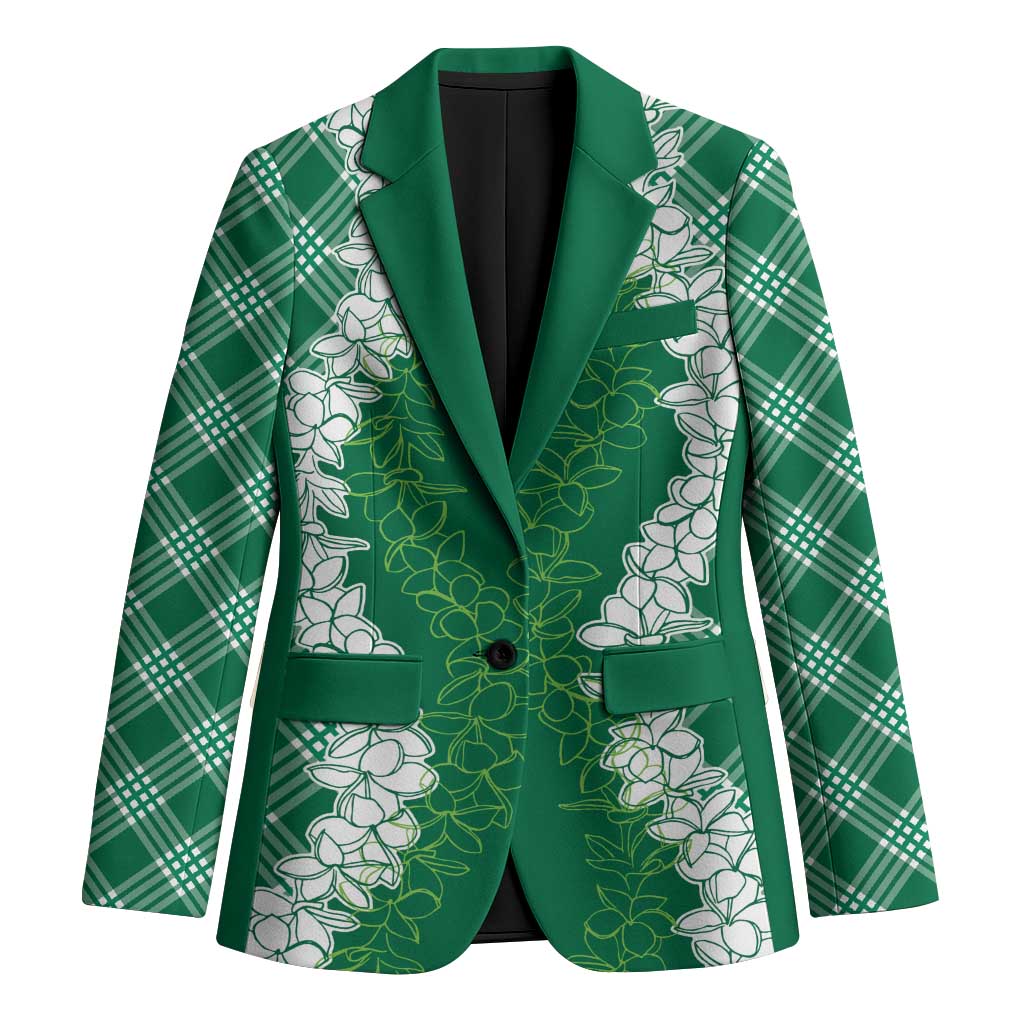 Hawaii Aloha Plumeria Lei Green Palaka Blazer LT7 Unisex Green - Polynesian Pride