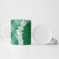 Hawaii Aloha Plumeria Lei Green Palaka Ceramic Mug - Polynesian Pride